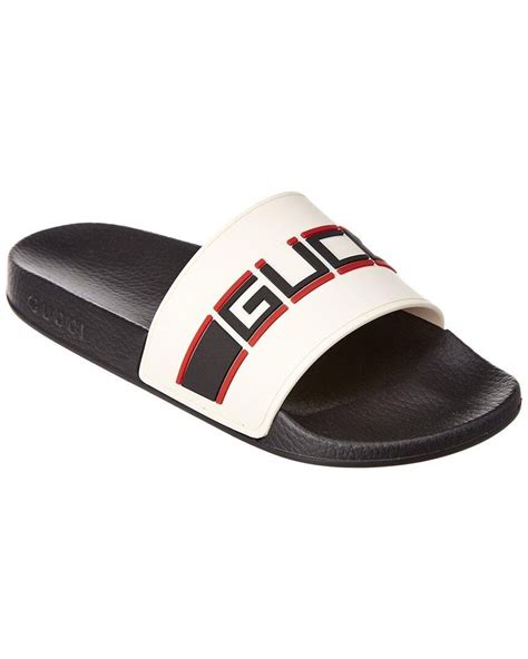 gucci logo stripe slides